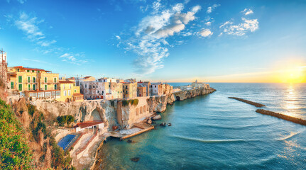 Vieste - beautiful coastal town on the rocks in Puglia - obrazy, fototapety, plakaty