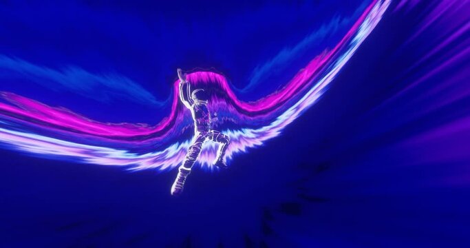 Astronaut falling into a black hole in mind-bending journey through space. 3D rendering abstract concept for surreal visual effects for DJ music video background