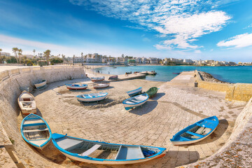 Breathtaking view on promenade of Otranto in Italy. Italian vacation.