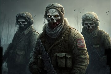 Fototapeta premium Zombie soldiers wearing military gear