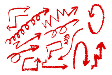vector simple set red crayon arrow, set 15