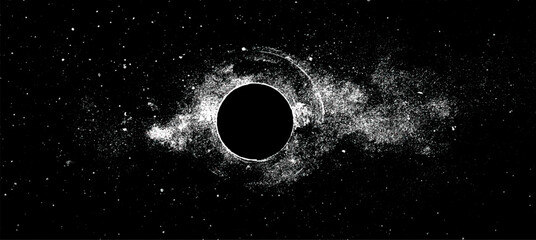 Fototapeta Black hole ink illustration. Space galaxy background obraz