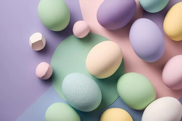 Pastel Easter egg top border for easter card, background, Generative AI