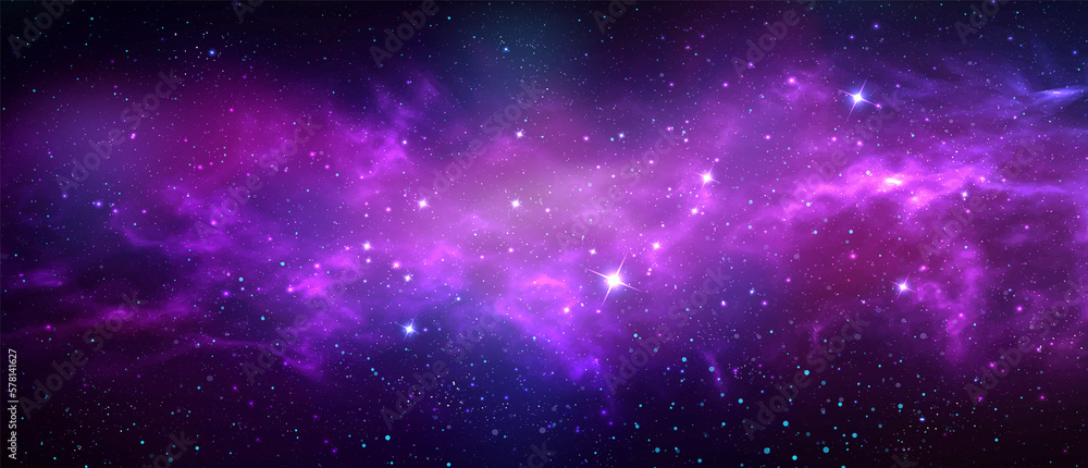 Wall mural space background with realistic nebula and shining stars. magic colorful galaxy with stardust