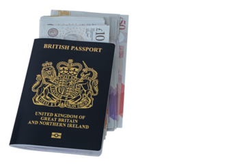 UK passport and sterling money