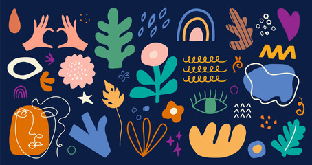 Vector set of hand drawn various shapes vector abstract elements. Modern trendy elements, constructor for your design. - 578143073
