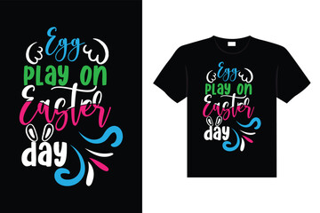Easter day typography egg lettering t-shirt design holiday greeting cute bunny vector art