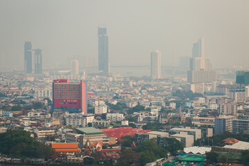 Skyline of Bangkok with smog