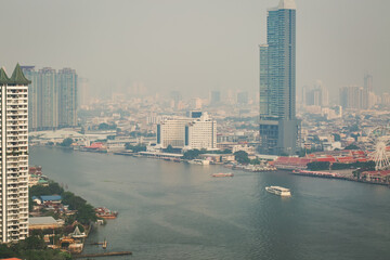 Aerial view of the skyline of Bangkok, Thailand