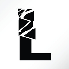 Minimalist vector of a shattered letter l