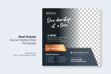 Real estate or property trendy editable template. house for sale social media post template