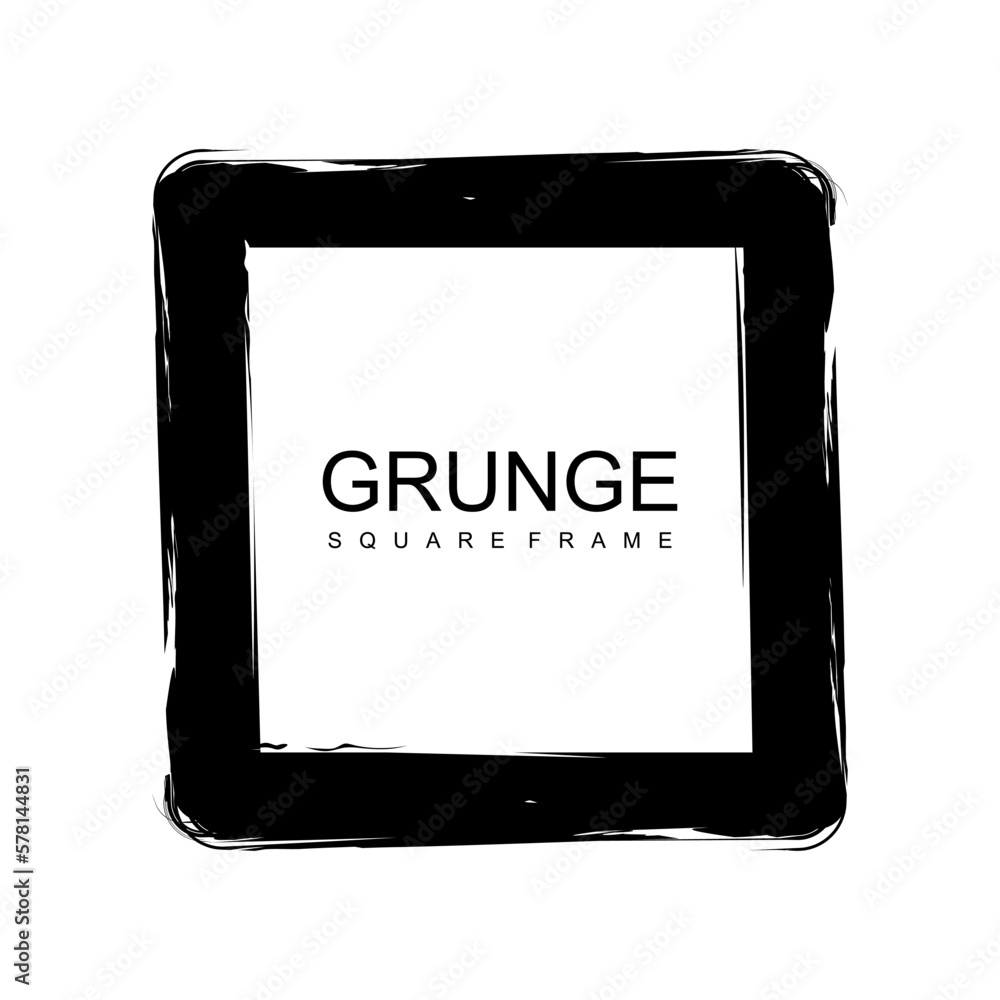 Poster square frame with grunge brush stroke. black square frame with grungy texture and space for text. ve