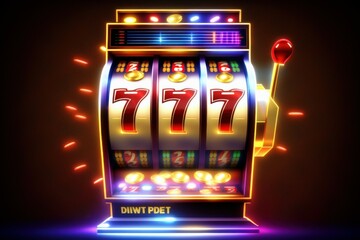 Slot machine 777 jackpot casino. Good luck concept. AI generated, human enhanced - obrazy, fototapety, plakaty