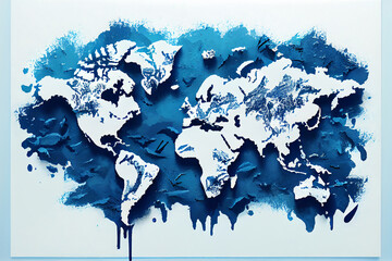 World Exploration: A Map on a Blue Sea Background - Generative Ai