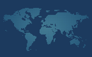 Fototapeta na wymiar Dotted Gradient World Map Global Geography Vector