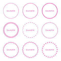 クレヨン素材　いろいろな円形のフレームセット