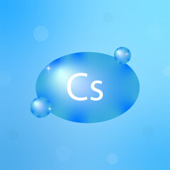 icon with blue chemical element Cs. Education concept. Vector illustration.