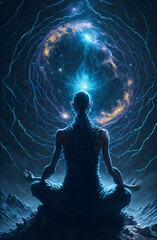 yoga meditation on the background of the heaven