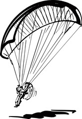 vector illustration of the paraglider silhouette on the sky