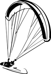 vector illustration of the paraglider silhouette on the sky