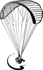 vector illustration of the paraglider silhouette on the sky