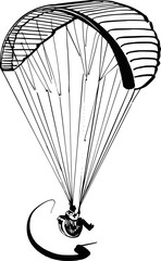 vector illustration of the paraglider silhouette on the sky