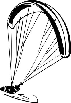 vector illustration of the paraglider silhouette on the sky