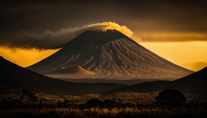 volcano eruption, smoke, nature, landscape, mountain, lava Generative AI, Generativ, KI