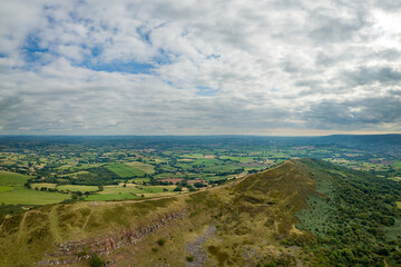 Fototapeta premium Aerial view of the Skirrid Fawr mountain in the Brecon Beacons, Wales