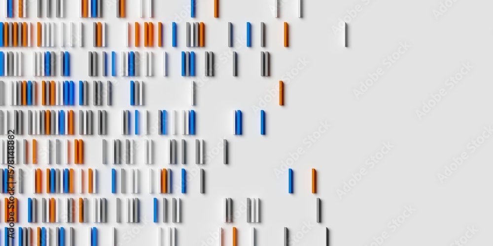 Fototapete rows of cubes or boxes array on white background fading out, abstract modern minimal data visualisat