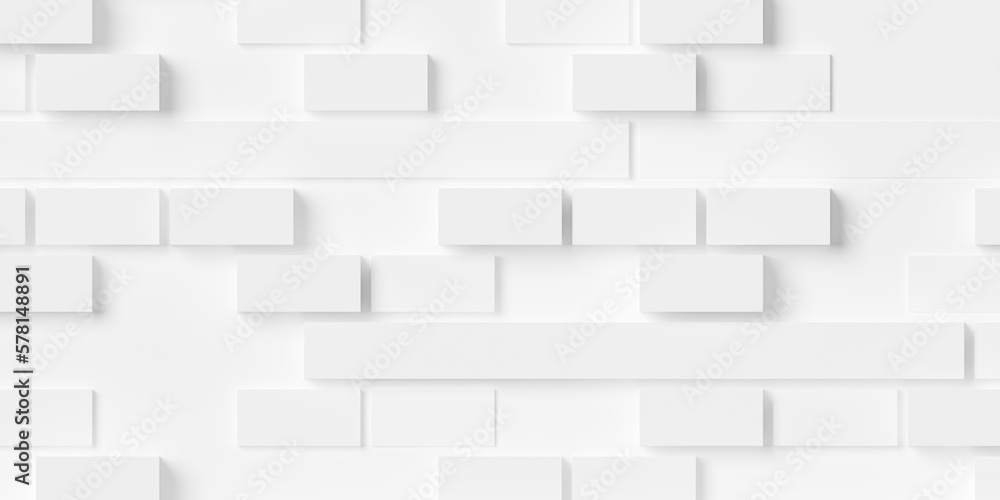 Aufkleber random offset white cube boxes or bricks block background wallpaper banner template