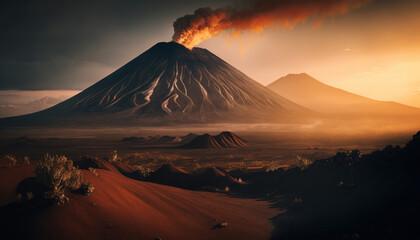 Fototapeta premium volcano eruption, smoke, nature, landscape, mountain, lava Generative AI, Generativ, KI