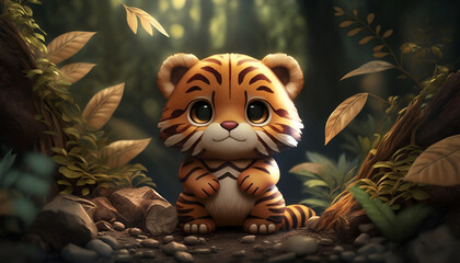 Cute tiger cub in the jungle