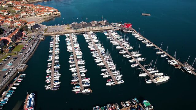 Aerial view of Combarro, beautiful coastal village in Pontevedra,Galicia,Spain. High quality 4k footage.
