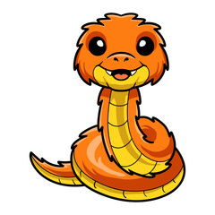 Cute orange spiny bush viper cartoon