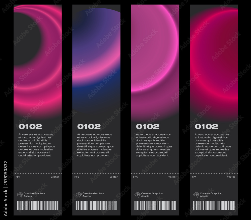 Poster gradient aesthetic art modern ticket design collection. template set layouts with blurred digital gr