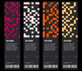 Modern exhibition ticket template layout made with abstract vector geometric shapes. Brutalism inspired graphics. Great for branding presentation, poster, cover, art, tickets, prints, etc.