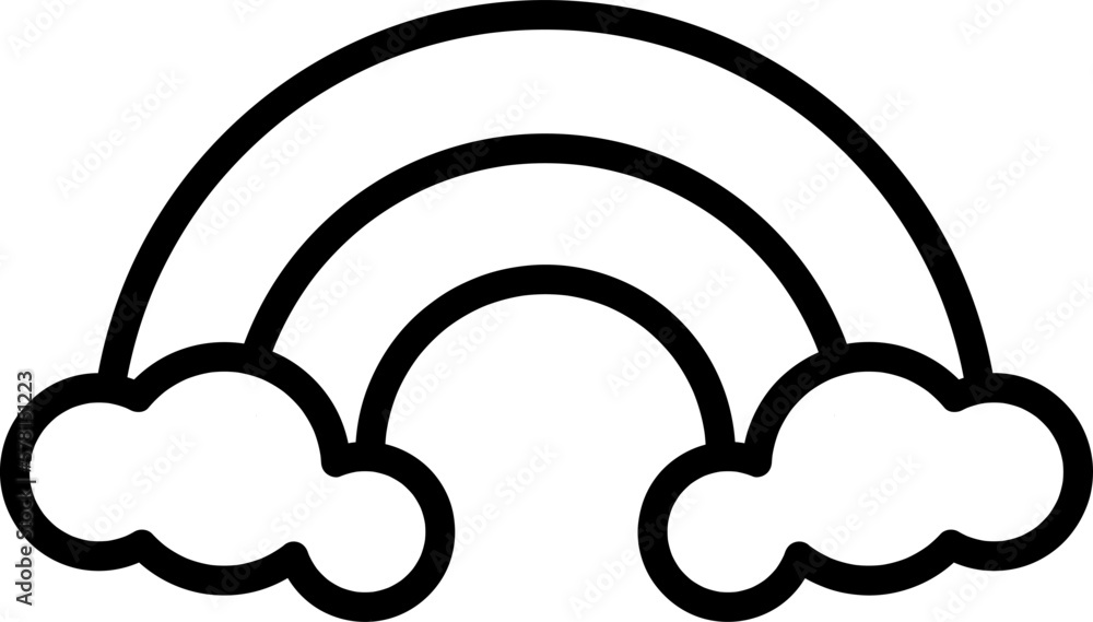 Poster rainbow and clouds line icon. linear style sign for mobile concept and web design..eps