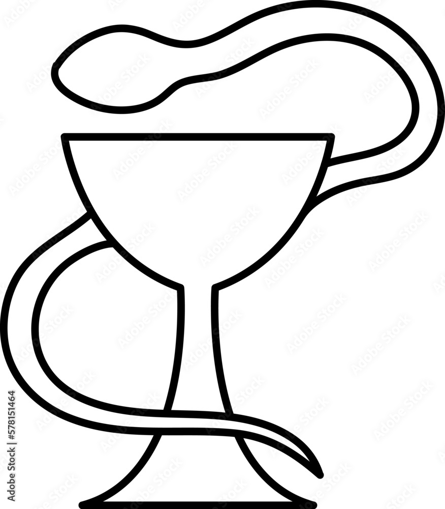Poster bowl of hygieia line icon. linear style sign for mobile concept and web design. cup with snake outli