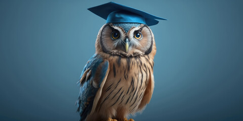 an owl with a graduation cap, generative ai
