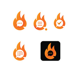 fire chat logo design vector