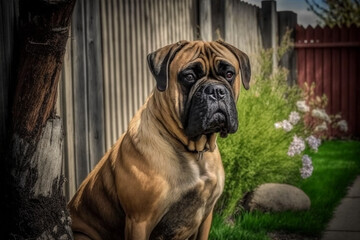 Obraz premium bull mastiff made by generative ai