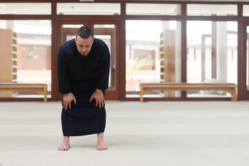 Muslim Man Is Praying In The Mosque