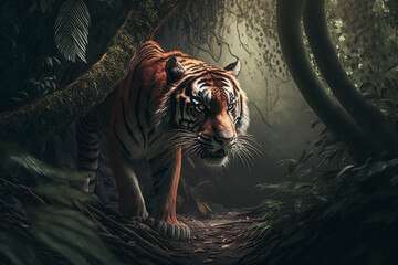 tiger in the jungle made by generative ai