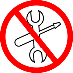 no repair tool icon hammer and snipper mechanical service on white background..eps