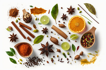 Top view of spices ingredient - AI..
