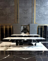interior design gray marble table in living room architecture - generative art