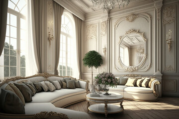 Elegant new living room, Generative AI	