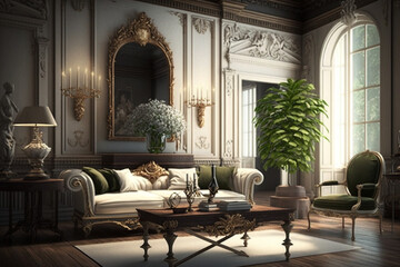 Elegant living room, Generative AI	