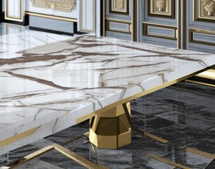 Obraz na płótnie Canvas interior design gray marble table close up architecture - generative art